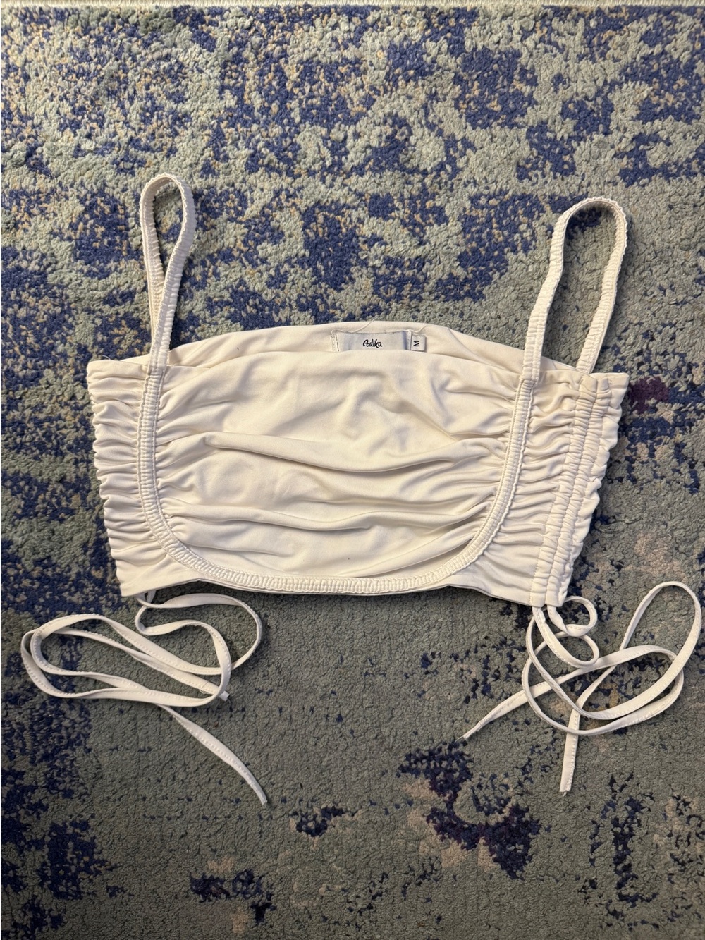 Ruched White Crop Tank Top